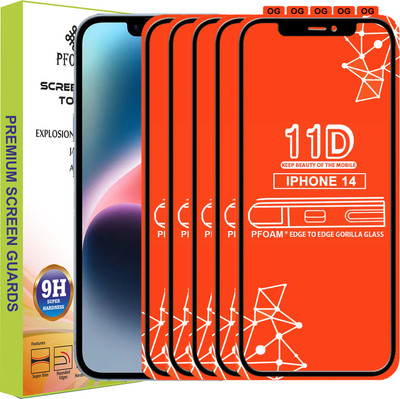 PFOAM Edge To Edge Tempered Glass for APPLE IPHONE 14(Pack of 5)