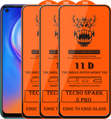 Forego Edge To Edge Tempered Glass for Tecno Spark 5 Pro(Pack of 3)