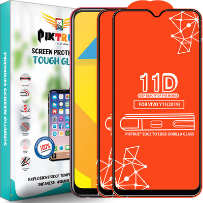 PikTrue Edge To Edge Tempered Glass for Vivo Y11(2019)(Pack of 2)
