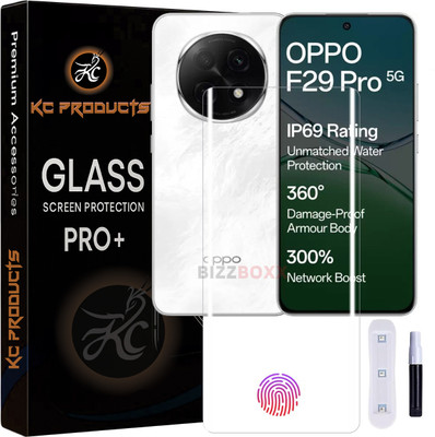 KC PRODUCTS Edge To Edge Tempered Glass for Oppo F29 Pro 5G, (6.7 Inch ), with Easy Self Installation Kit(Pack of 1)
