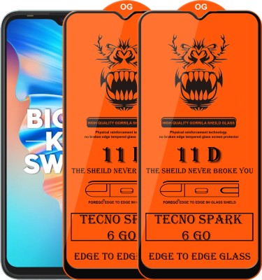 Forego Edge To Edge Tempered Glass for Tecno Spark 6 Go(Pack of 2)