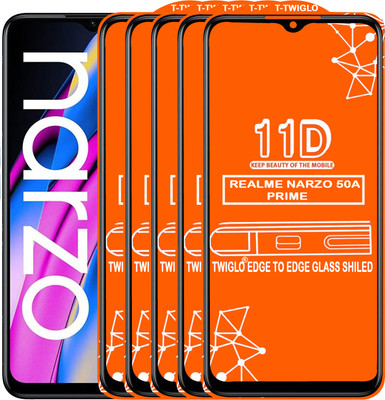 TWIGLO Edge To Edge Tempered Glass for REALME NARZO 50A PRIME 5G(Pack of 5)