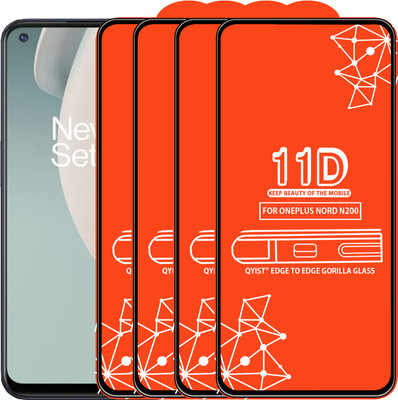 Qyist Edge To Edge Tempered Glass for Oneplus Nord N200(Pack of 4)