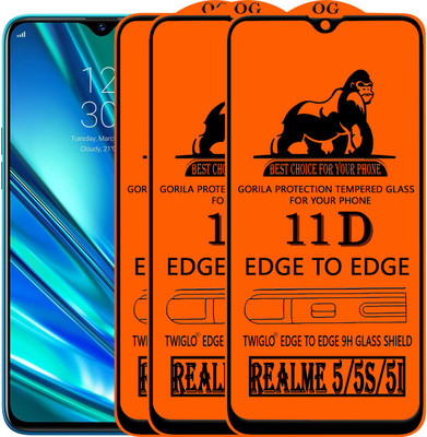 TWIGLO Edge To Edge Tempered Glass for REALME 5(Pack of 3)