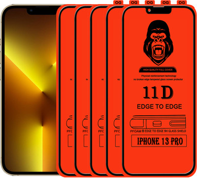 Laxdom Edge To Edge Tempered Glass for APPLE IPHONE 13 PRO(Pack of 5)