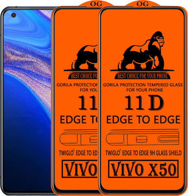 TWIGLO Edge To Edge Tempered Glass for VIVO X50(Pack of 2)
