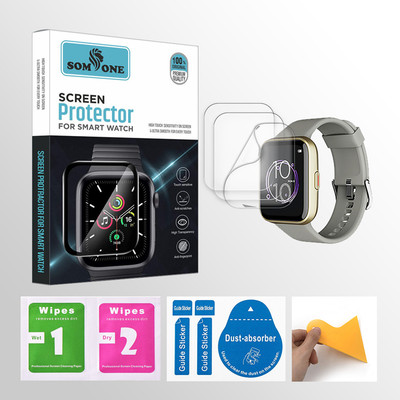 SOMTONE Edge To Edge Tempered Glass for boAt Wave Connect 1.69 inch Smartwatch 3 PROTECTOR + 3 WIPES + 3 DUST REMOVAL STICKER + 1 WIPER(Pack of 3)