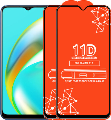 Qyist Edge To Edge Tempered Glass for Realme C12(Pack of 2)