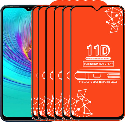 Qyist Edge To Edge Tempered Glass for Infinix Hot 9 Play(Pack of 6)