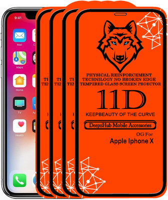 DeepzHub Edge To Edge Tempered Glass for Apple iPhone X(Pack of 4)