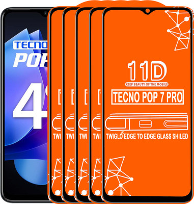 TWIGLO Edge To Edge Tempered Glass for TECNO POP 7 PRO(Pack of 5)