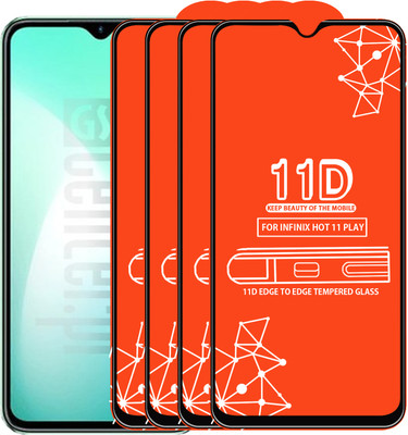 Roxel Edge To Edge Tempered Glass for Infinix Hot 11 Play(Pack of 4)