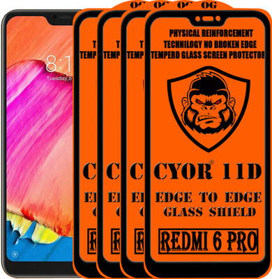 CYOR Edge To Edge Tempered Glass for Mi Redmi 6 pro(Pack of 4)