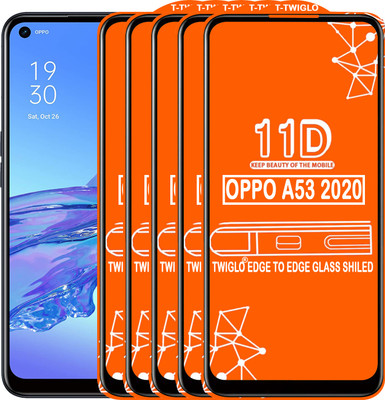 TWIGLO Edge To Edge Tempered Glass for OPPO A53 2020(Pack of 5)