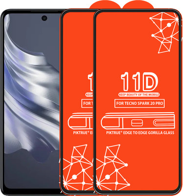 PikTrue Edge To Edge Tempered Glass for TECNO SPARK 20 PRO(Pack of 2)