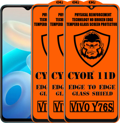 CYOR Edge To Edge Tempered Glass for VIVO Y76S(Pack of 3)
