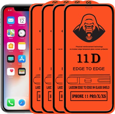 Laxdom Edge To Edge Tempered Glass for Apple iPhone XS(Pack of 4)