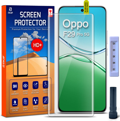 FAVJIP Edge To Edge Tempered Glass for Oppo F29 Pro 5G, Oppo F29 Pro, Quad Curved UV Liquide Glue Screen Guard Protector with Easy Installation Kit(Pack of 1)