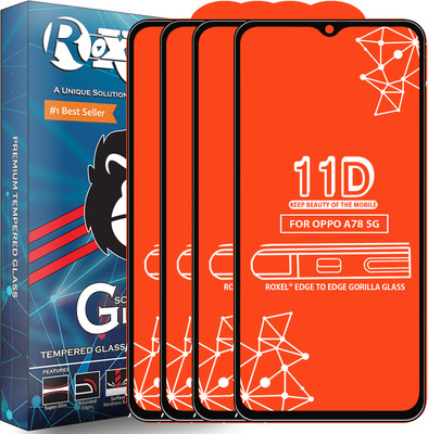 Roxel Edge To Edge Tempered Glass for Oppo A78 5G(Pack of 4)