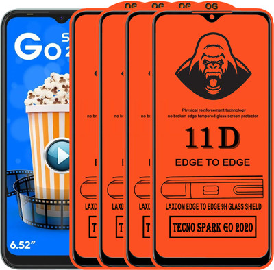Laxdom Edge To Edge Tempered Glass for TECNO SPARK GO 2020(Pack of 4)
