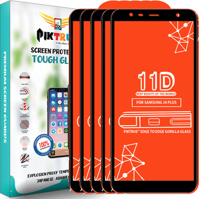 PikTrue Edge To Edge Tempered Glass for Samsung Galaxy J4 Plus(Pack of 5)