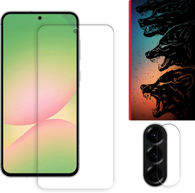 SOMTONE Edge To Edge Tempered Glass for Samsung Galaxy A56 5G Tempered Glass Screen Protector | Anti-Scratch | Edge to Edge Full Coverage | 9H Hardness ( 1 FRONT SCREEN GUARD + 1 CAMERA LENS PROTECTOR + 1 FREE BACK EMBOSSED SKIN061 )(Pack of 1)