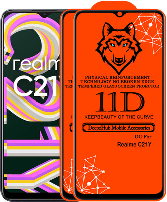 DeepzHub Edge To Edge Tempered Glass for Realme C21Y(Pack of 2)