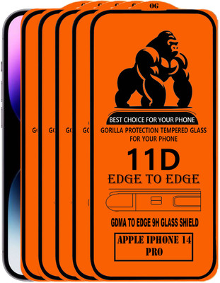GDMA Edge To Edge Tempered Glass for Apple iPhone 14 Pro(Pack of 5)