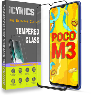 ICYNICS Edge To Edge Tempered Glass for Poco M3, Anti-Fingerprint, Waterproof, Oil-resistant, Bubble-Free, Anti-Static with Full Screen Coverage & Easy Installation(Pack of 1)