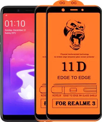 NaturalBuy Edge To Edge Tempered Glass for Realme 3, 3i --| / Tempered Glass | Screen Protector Full HD Quality Tempered Glass Anti-Scratch Edge to Edge Coverage with Easy Installation Kit (Black) |(Pack of 2)
