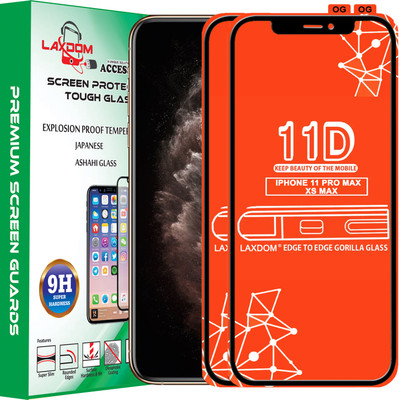 Laxdom Edge To Edge Tempered Glass for Apple iPhone XS Max(Pack of 2)