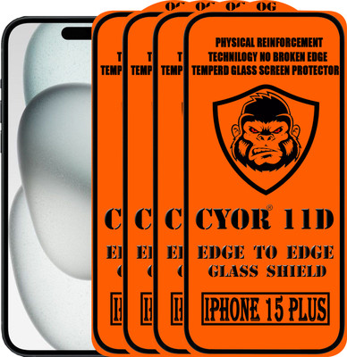 CYOR Edge To Edge Tempered Glass for IPHONE 15 PLUS(Pack of 4)