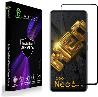 iWishKart Edge To Edge Tempered Glass for iQOO Neo 6, iQOO Neo 6 5G / Neo6, Premium Military grade Edge to Edge Premium gorilla temper / tg black glass screenguard with Self Installation Guide - Wet & Dry wipes, Dust Absorber [With Warranty] mobile ka gilas cover(Pack of 1)
