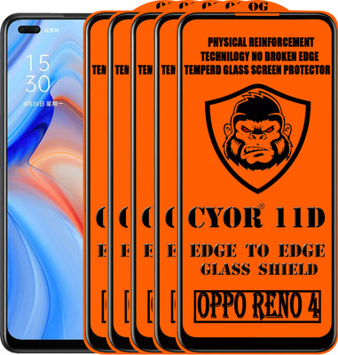CYOR Edge To Edge Tempered Glass for OPPO RENO 4(Pack of 5)