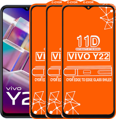 CYOR Edge To Edge Tempered Glass for VIVO Y22(Pack of 3)