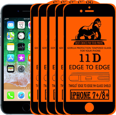 TWIGLO Edge To Edge Tempered Glass for Apple iPhone 8 Plus(Pack of 5)