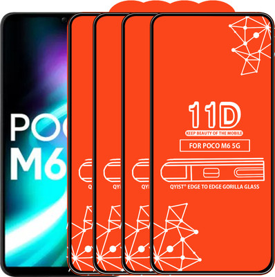 Qyist Edge To Edge Tempered Glass for poco m6 5g(Pack of 4)