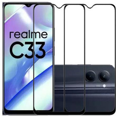 AARERED Edge To Edge Tempered Glass for REALME C30S, realme C33(Pack of 2)