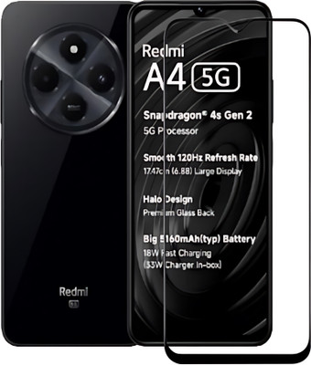 Monogamy Edge To Edge Tempered Glass for Redmi A4 5G, 6D(Pack of 1)