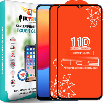 PikTrue Edge To Edge Tempered Glass for Vivo Y51 2020(Pack of 2)