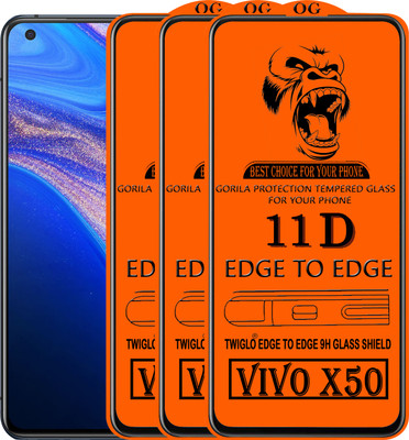 TWIGLO Edge To Edge Tempered Glass for VIVO X50(Pack of 3)