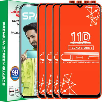 Laxdom Edge To Edge Tempered Glass for TECNO SPARK 8(Pack of 4)