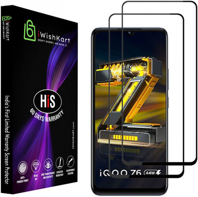 iWishKart Edge To Edge Tempered Glass for IQOO Z6 44W, IQOO Z6 44W 5G(Pack of 2)