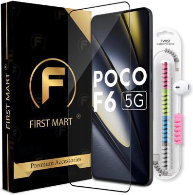 FIRST MART Edge To Edge Tempered Glass for Poco F6 5G, Poco F6, POCO F6 5G, Poco F6Pro 5G, Poco F6 Pro, POCO F6 Pro 5G, OG Tempered Glass with Cable Protector(Pack of 1)