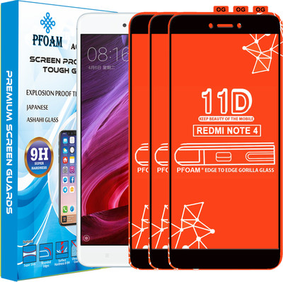 PFOAM Edge To Edge Tempered Glass for Mi Redmi Note 4(Pack of 3)