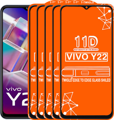 TWIGLO Edge To Edge Tempered Glass for VIVO Y22(Pack of 5)