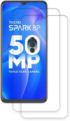 SOMTONE Edge To Edge Tempered Glass for Tecno Spark 8P TEMPERED GUARD FRONTP2(Pack of 2)