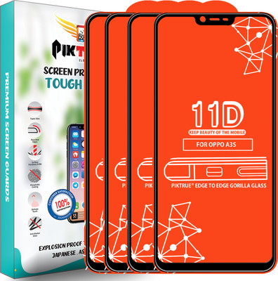 PikTrue Edge To Edge Tempered Glass for Oppo A3s(Pack of 4)