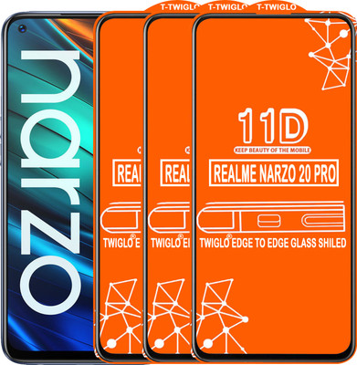 TWIGLO Edge To Edge Tempered Glass for REALME NARZO 20 PRO(Pack of 3)