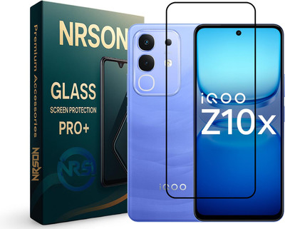 NRSON Edge To Edge Tempered Glass for iQOO Z10x, with Easy Self Installation Kit(Pack of 1)